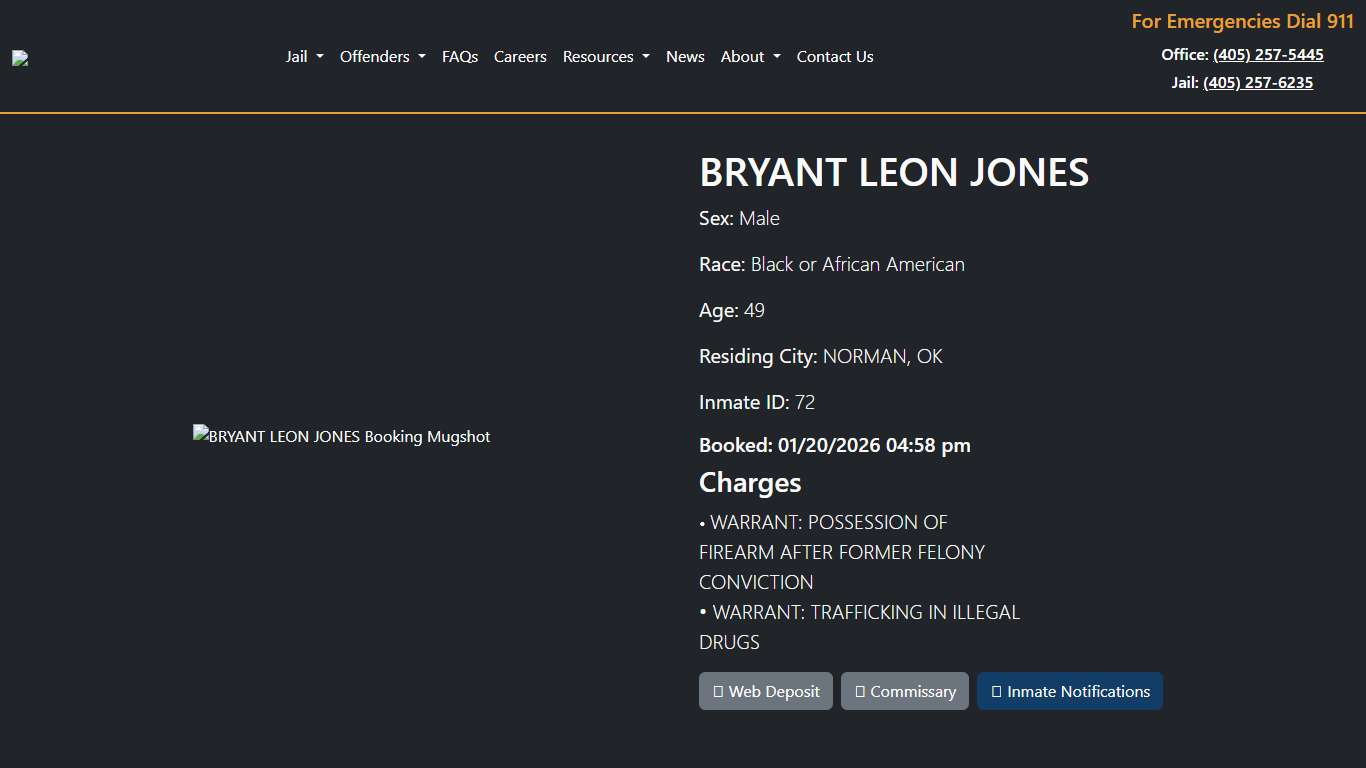 BRYANT JONES Booked at the Seminole County Jail