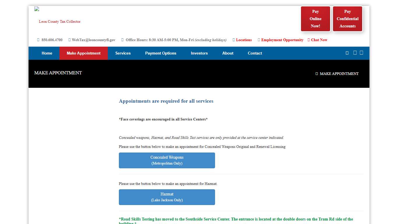 Leon County Tax Collector > Make Appointment